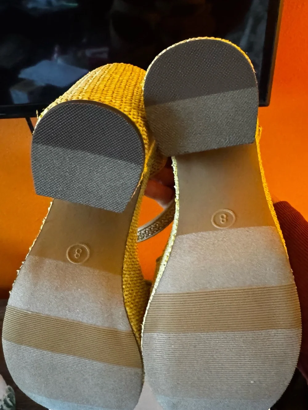 Wild Pair Tannish/Cream Woven Platform Ankle-Strap Sandal